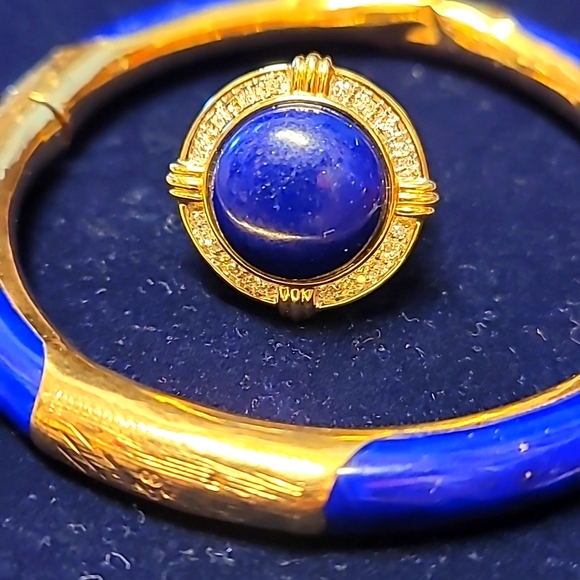 Jewelry - 14k Vintage Blue Lapis Lazuli and Diamonds